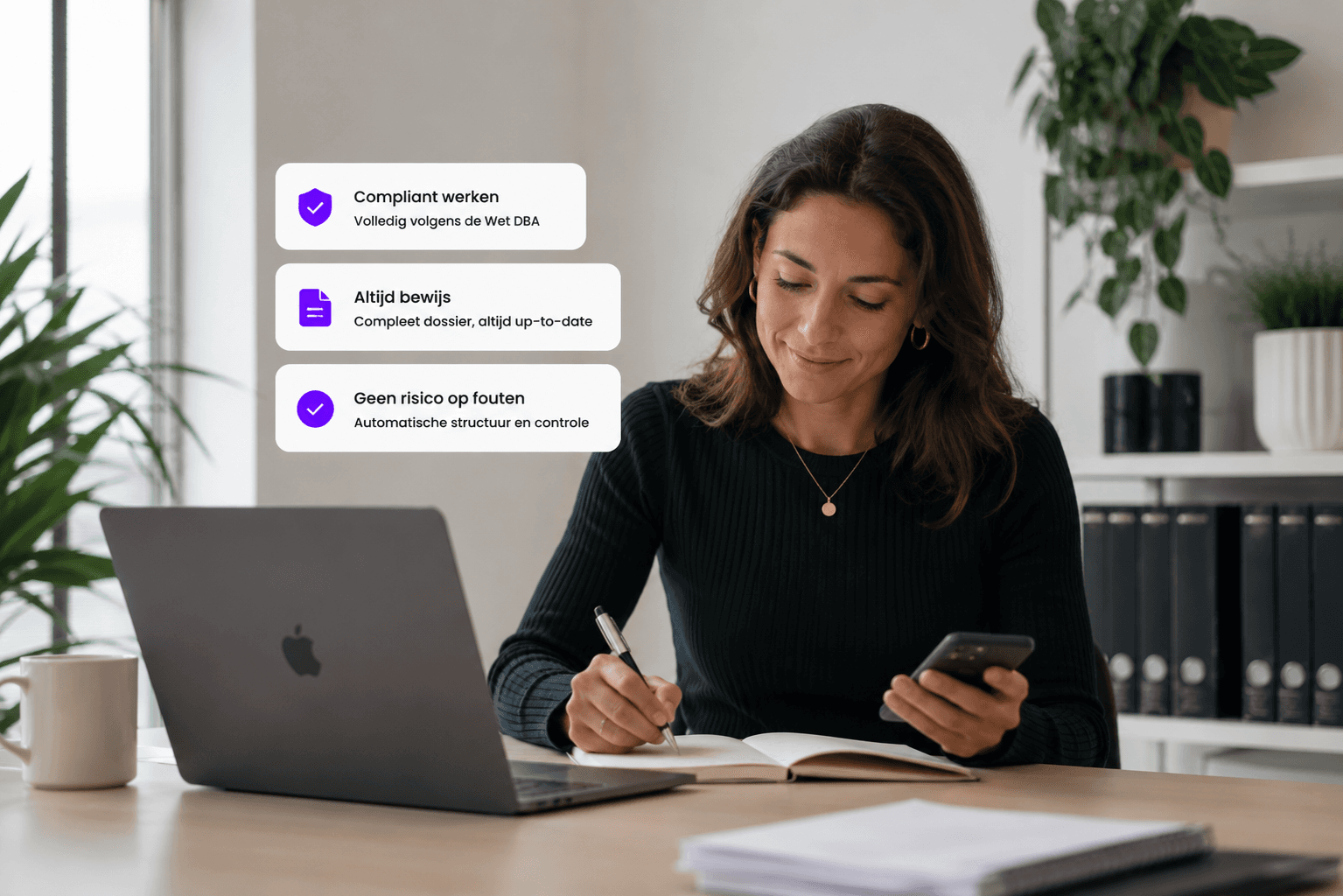 Zelfstandig professional werkt compliant met WorkChain: compliant werken, altijd bewijs, geen risico op fouten